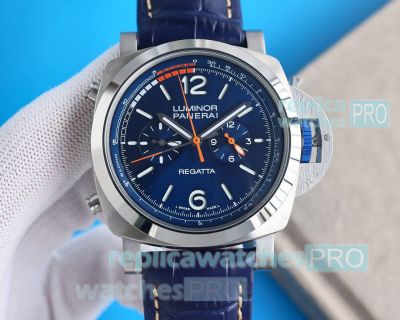 Copy Panerai Luminor Regatta Men 47mm Blue Dial Blue Leather Strap